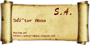 Sátor Absa névjegykártya